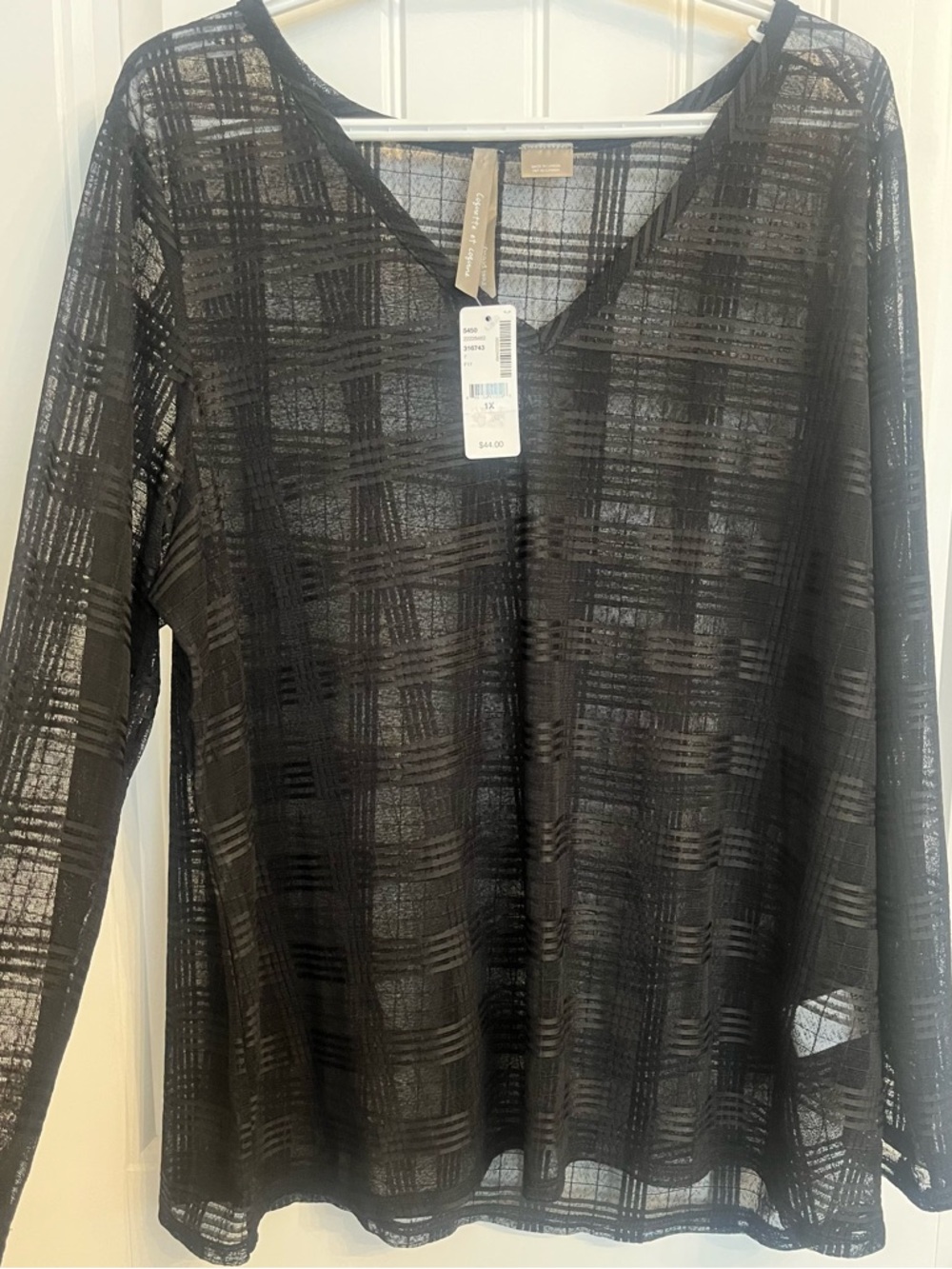 Penningtons Black Sheer Long-Sleeve Top